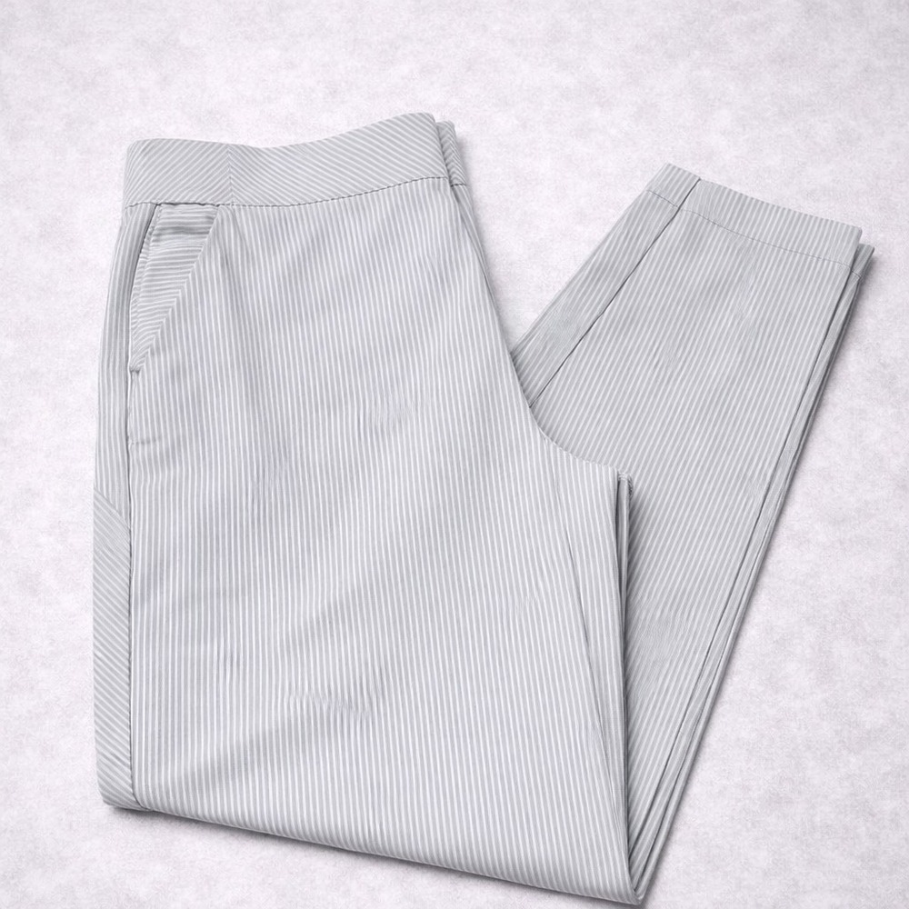 Athleta Womens 16 Tall Gray Stripe Pull On Travel Pants